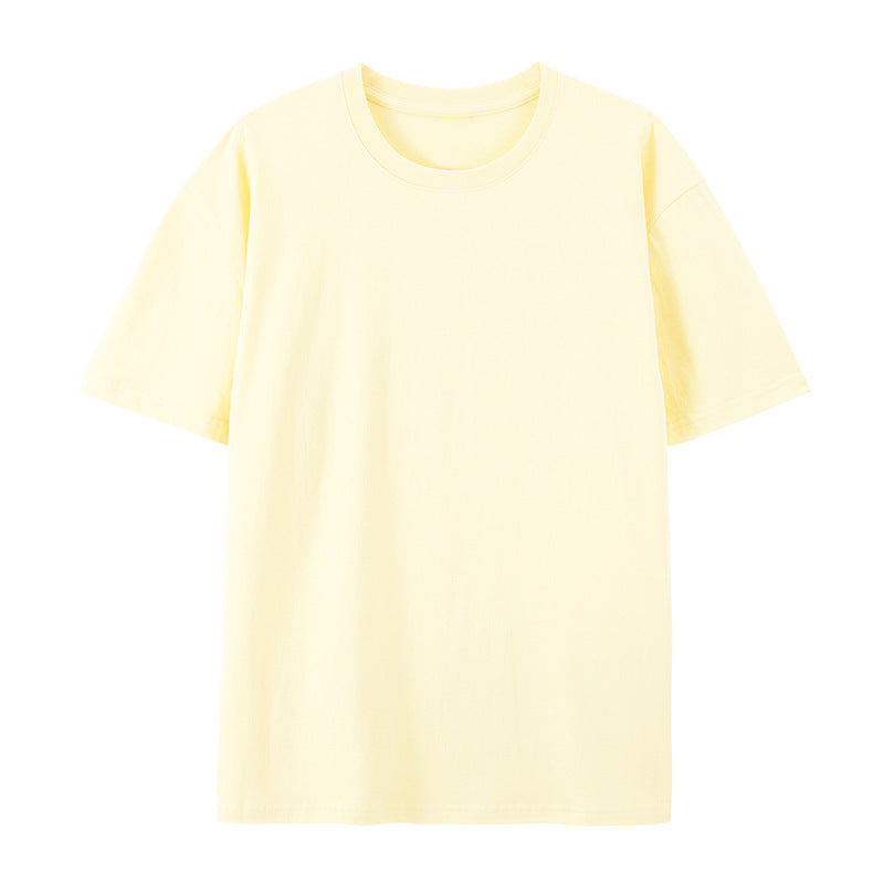 Cotton Round Neck T-shirt Heavy Loose Short Sleeve