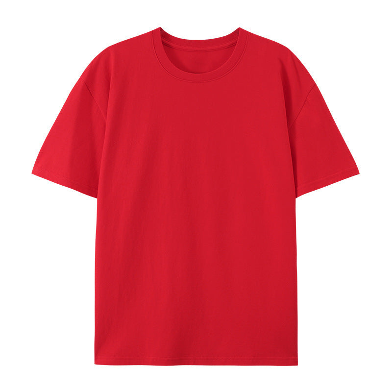 Cotton Round Neck T-shirt Heavy Loose Short Sleeve