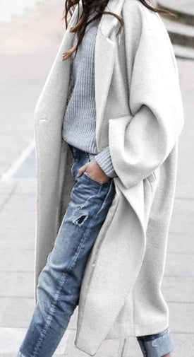 European And American Women's New Long Sleeved Large Woolen Overcoat