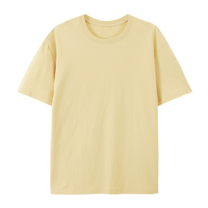 Cotton Round Neck T-shirt Heavy Loose Short Sleeve